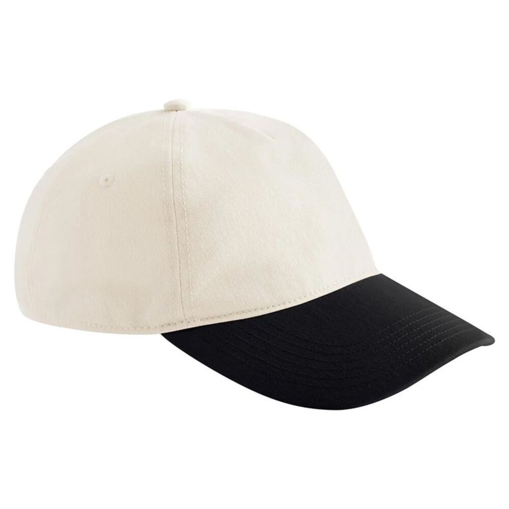 Beechfield Leisure Contrast Peak Baseball Cap / Natural/Black